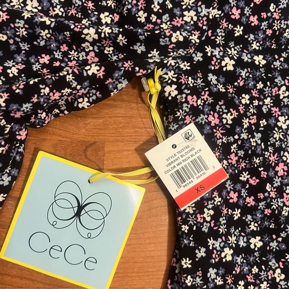 CECE Woman’s V - neck  pull on Vibrant blooms Midi dress - Picture 12 of 16